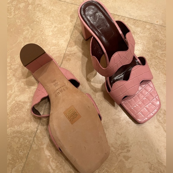 STAUD “Frankie” Croc-Embossed Leather Block Heel Sandals – EU 38.5 - Picture 4 of 5